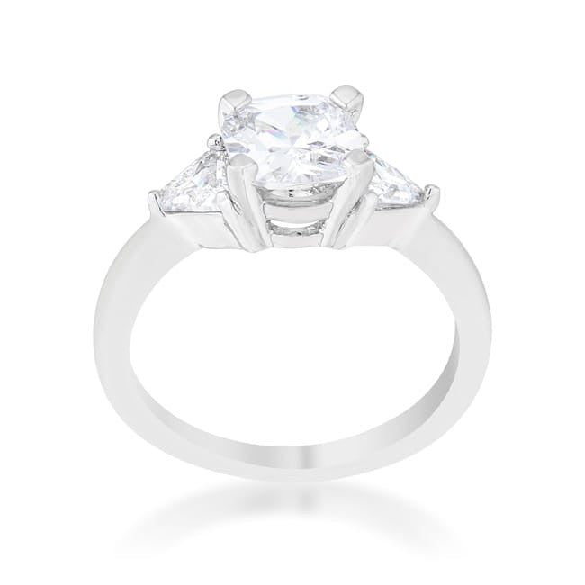 Shonda 1.8ct Clear CZ Rhodium Cushion Classic Statement Ring-0