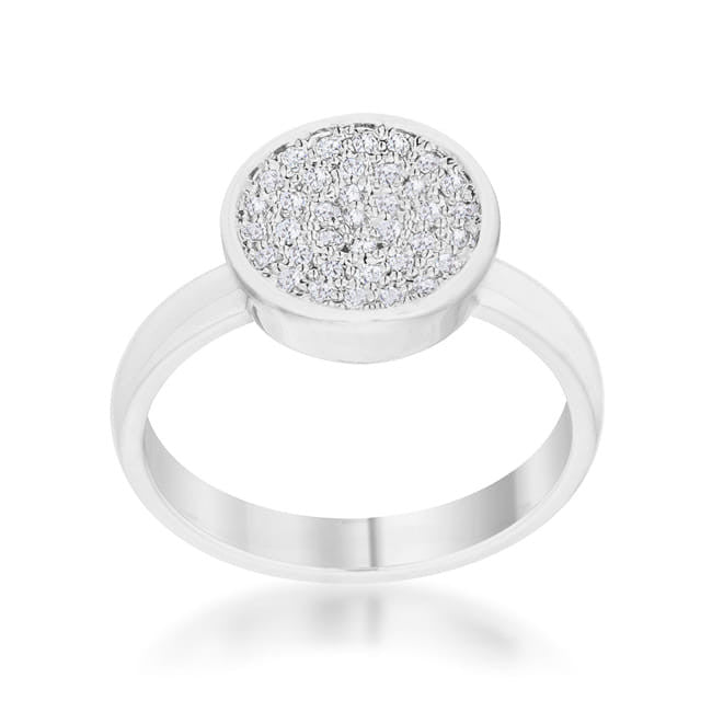Krystal 0.2ct CZ Rhodium Pave Circle Ring-0