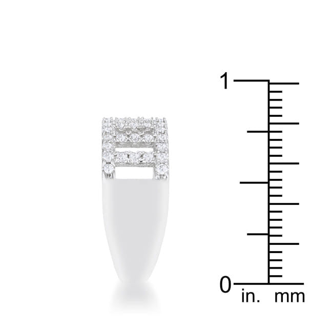 Rey 0.5ct CZ Rhodium Contemporary Band Ring-0