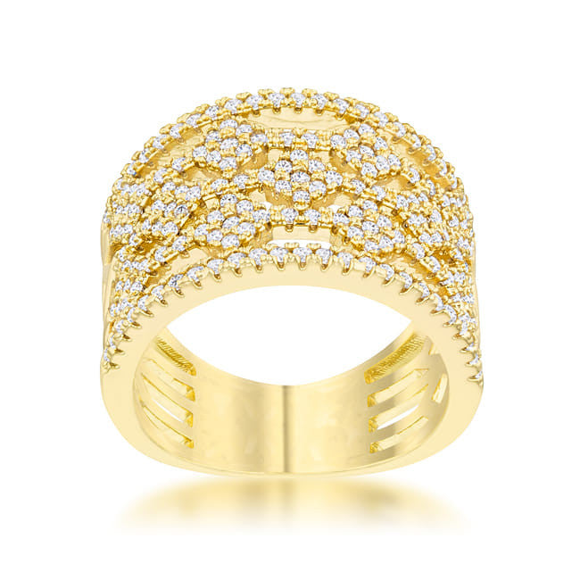 Marlene 0.6ct CZ 14k Gold Wide Band Cocktail Ring-0
