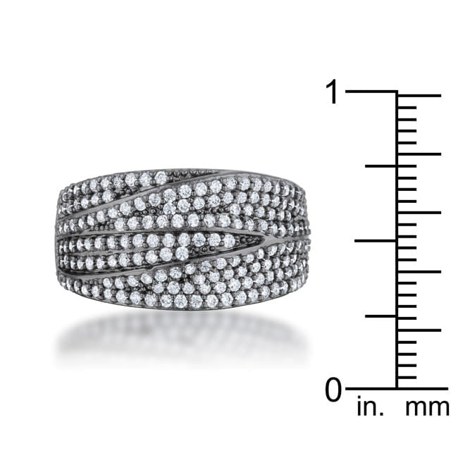 Kina 1.7ct Clear CZ Hematite Contemporary Cocktail Ring-0