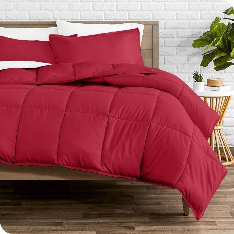 Full/Double Size All Season Super Soft Down Alternative Comforter Set Red-0