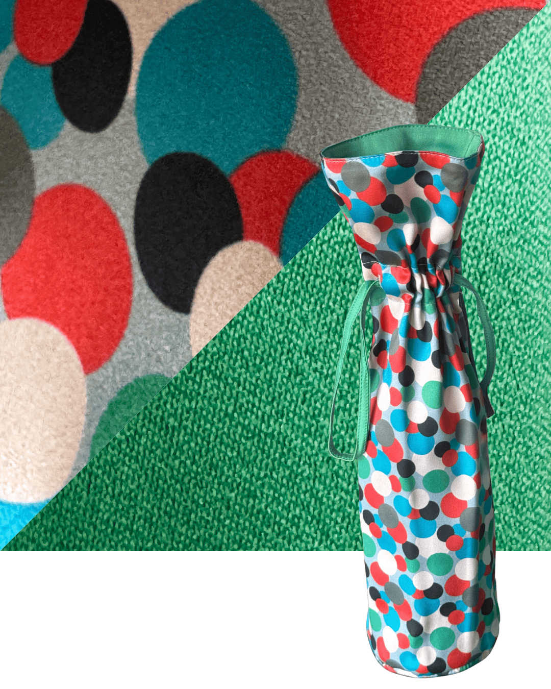 Large Reversible Reusable Fabric Wine Gift Bag | Polka Dots-0
