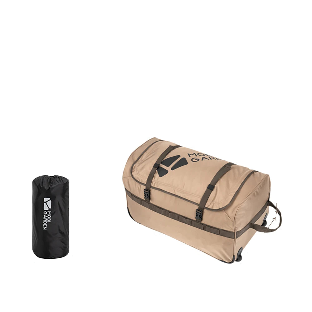 Camping Trolley Storage Bag 80L Duffel with Wheels Brown — 10811981594963