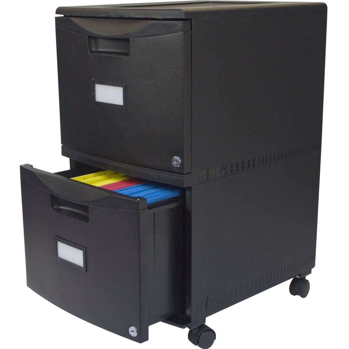 Black 2-Drawer Locking Letter/Legal size File Cabinet with Casters/Wheel — 10807055024467