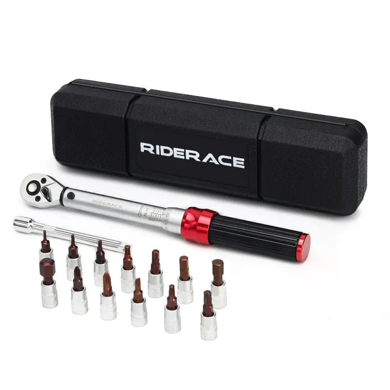 Bicycle Torque Wrench Set Dual Direction Socket Kit Red