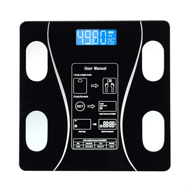 Smart Body Fat Scale Bluetooth Black