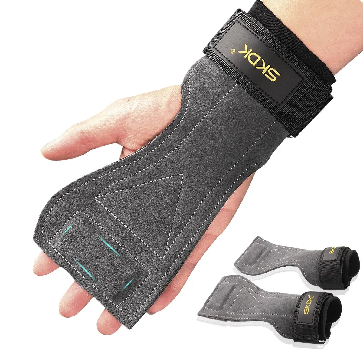 Cowhide Gym Gloves Grip Belt-0