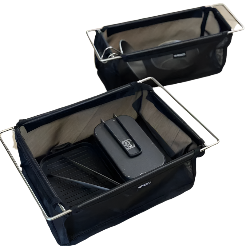 Folding Camping Mesh Basket Drainable Storage Bag Black — 10812168175955