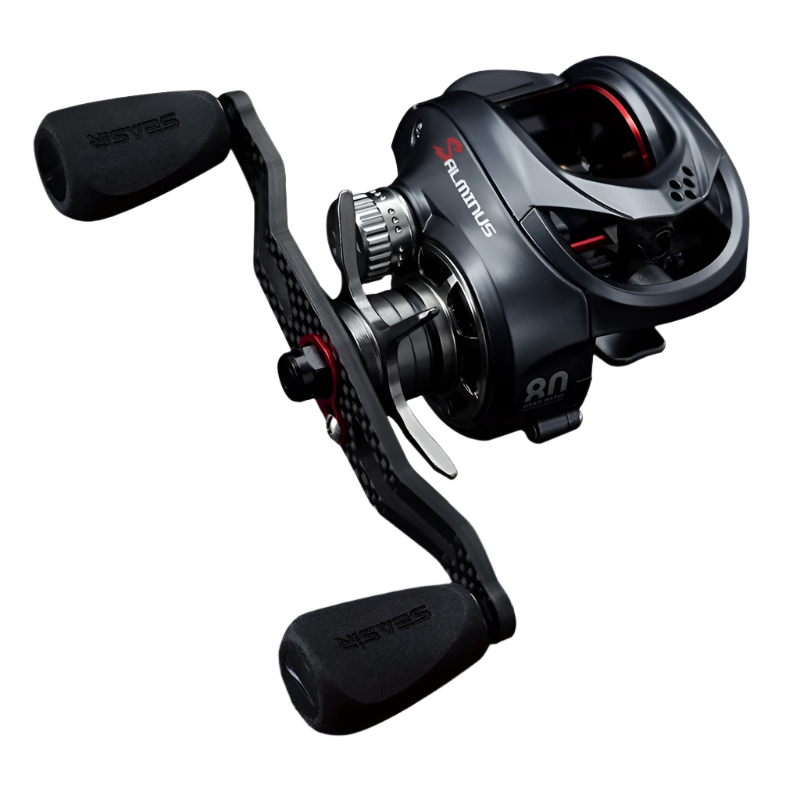 High-Speed Baitcasting Reel Dual Spools Right Hand Black