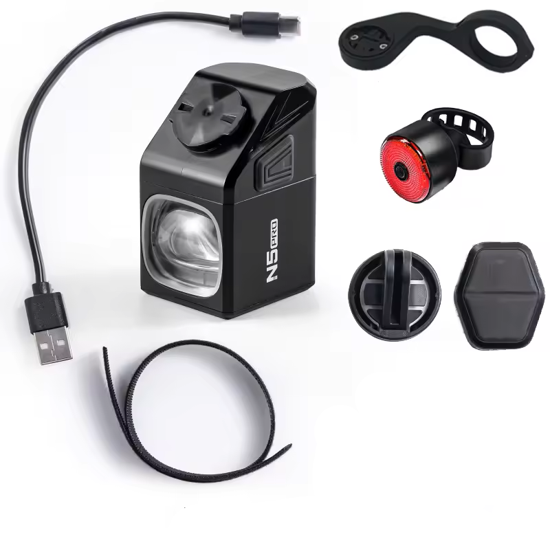 1000 Lumen USB Rechargeable Front Bike Light 5000mAh Set 2 Black