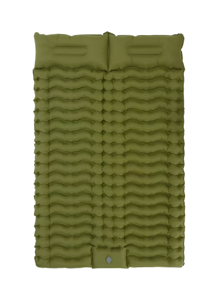 Double Self-Inflating Sleeping Pad Pillows Green-0