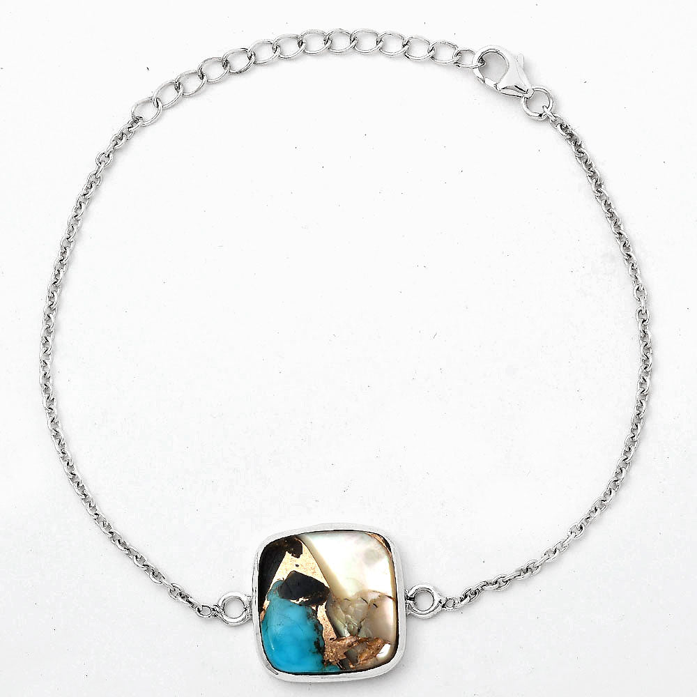 Natural Shell In Black Blue Turquoise Bracelet B-1023 SDB2816-0
