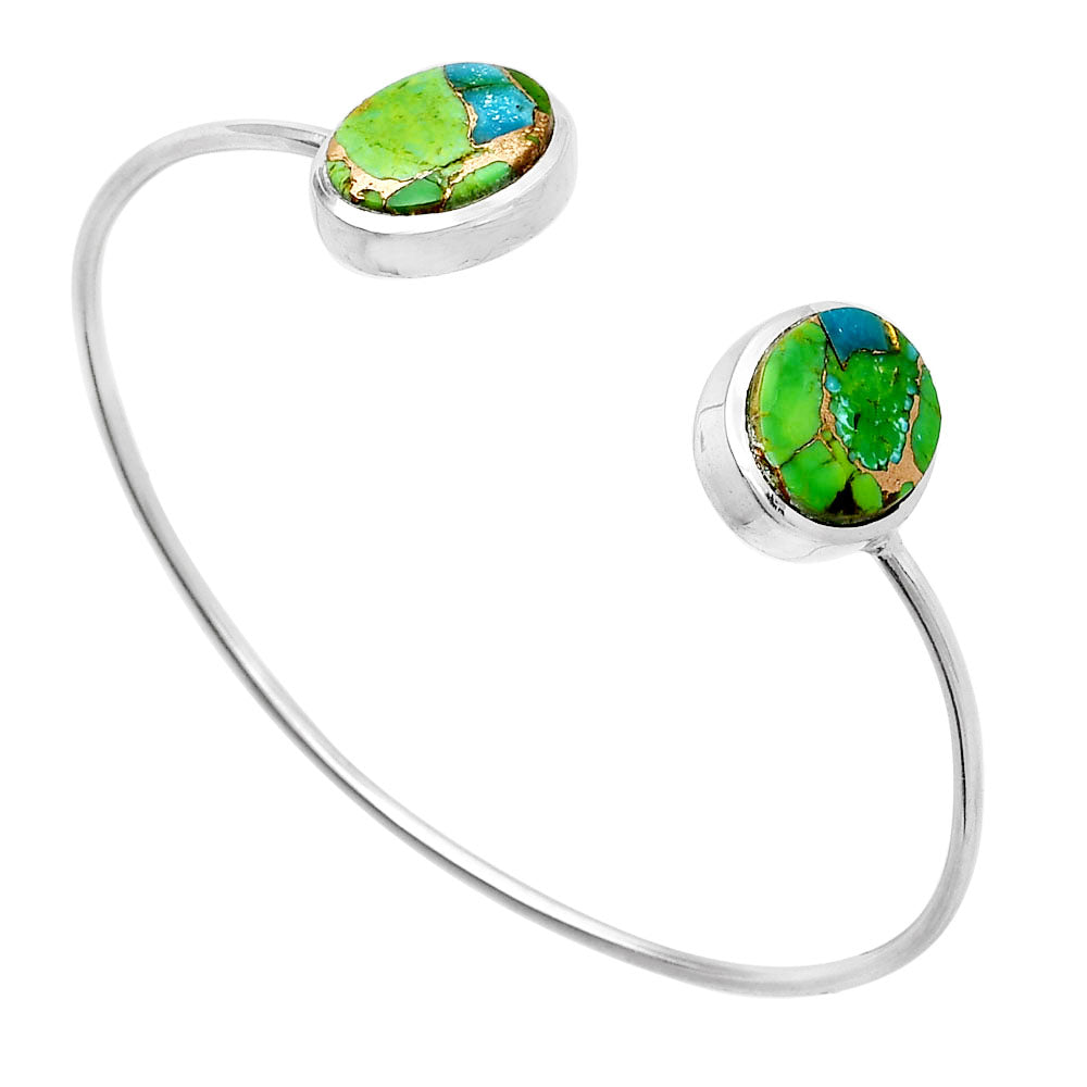 Blue Turquoise In Green Mohave Cuff Bangle Bracelet B-1004 SDB5140-1