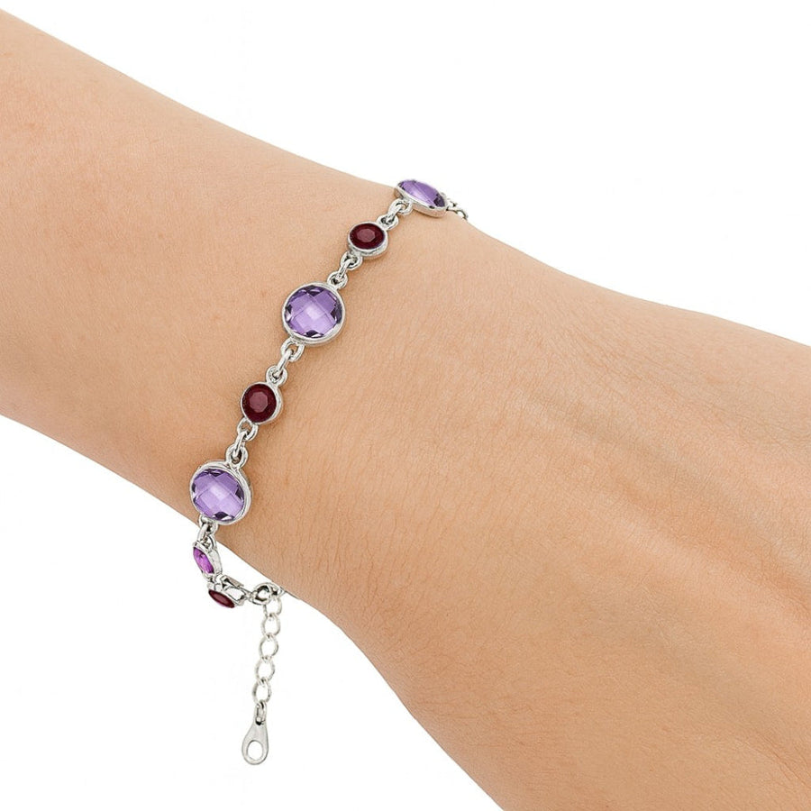 Amethyst Checker Briolette & Garnet Bracelet B-1006 SDB5305