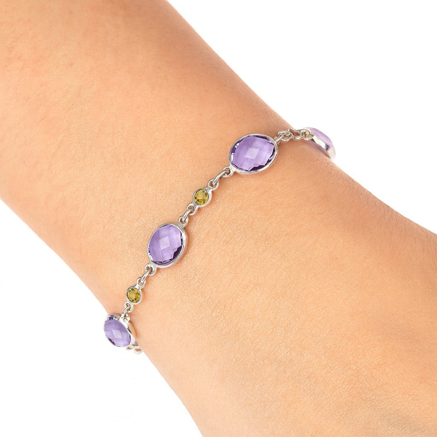 Amethyst Checker Briolette & Citrine Bracelet B-1006 SDB5316
