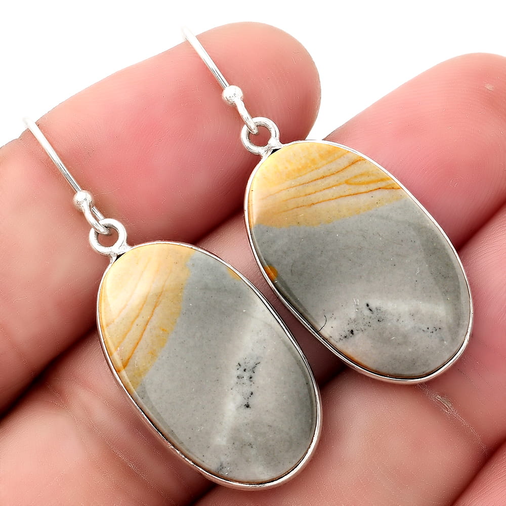 Natural Polygram Jasper Earrings E-1001 SDE52137-0
