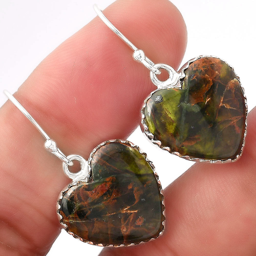 Heart Turkish Rainforest Chrysocolla Earrings E-1113 SDE52820-0