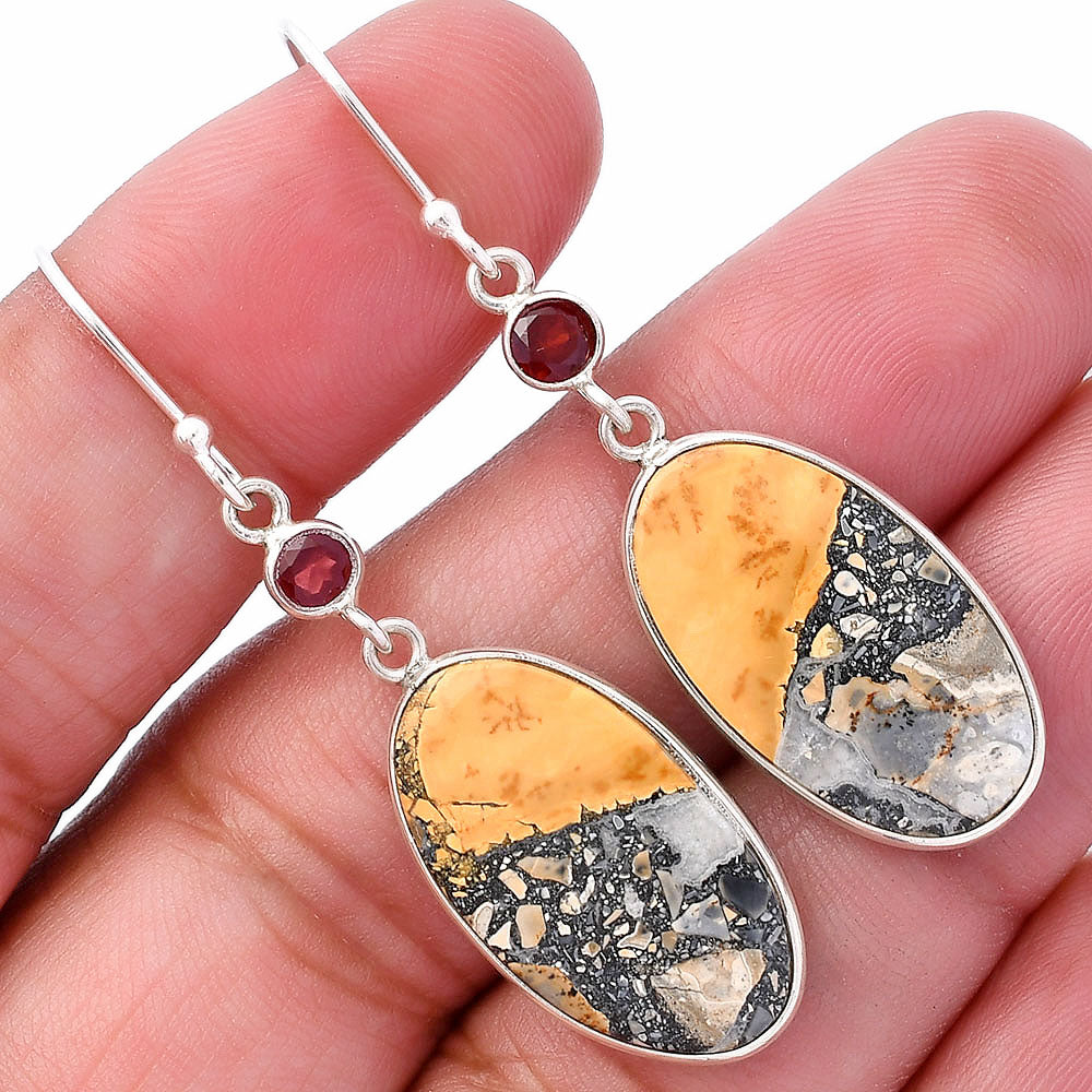 Maligano Jasper - Indonesia & Garnet Earrings E-1002 SDE80723-0