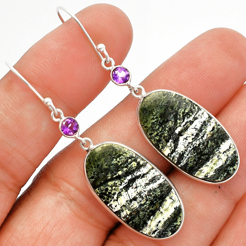 Natural Chrysotile & Amethyst Earrings E-1002 SDE82432-0