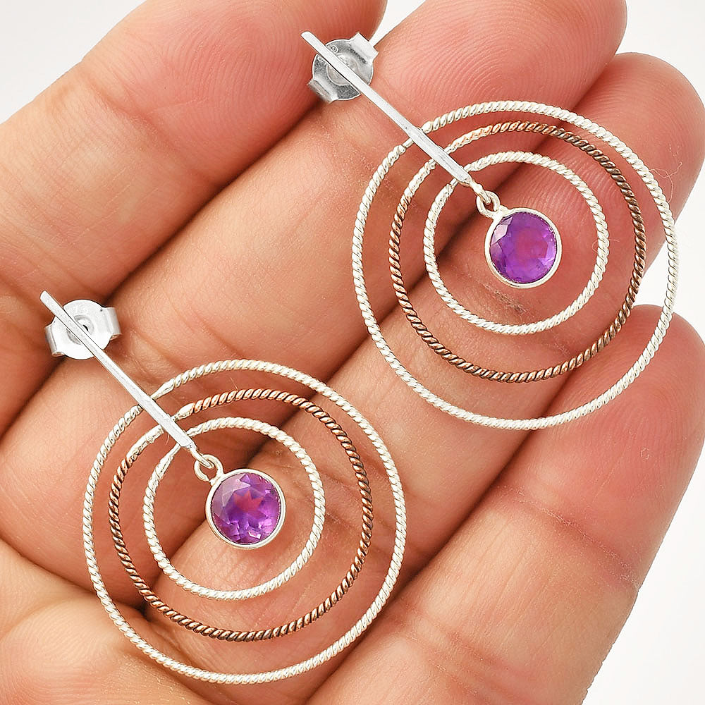 Two Tone Dangle - Amethyst - Brazil Earrings E-1244 SDE83196-0