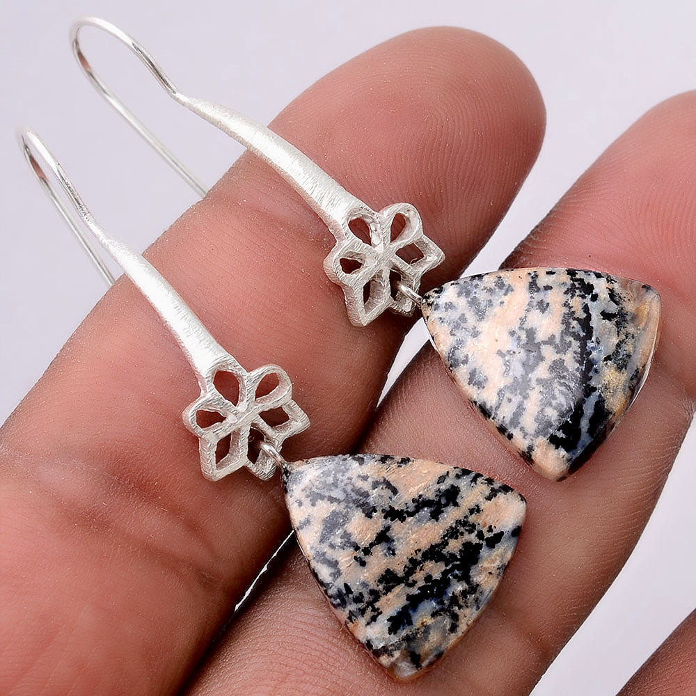 Russian Honey Dendrite Opal Matte Finish Earrings E-1205 SDE87720-0