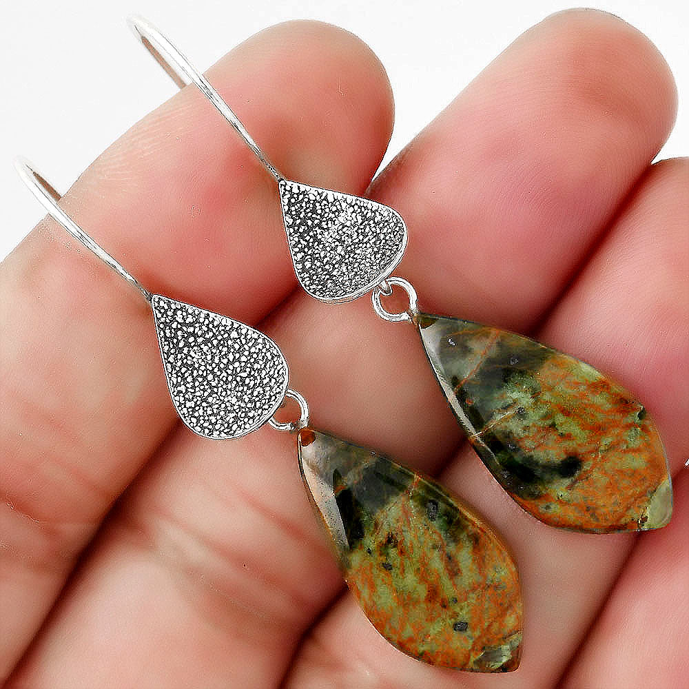 Natural Turkish Rainforest Chrysocolla Earrings E-1094 SDE88344-0