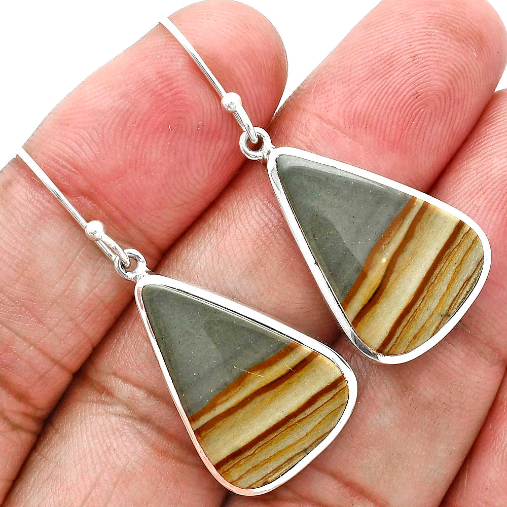 Natural Polygram Jasper Earrings E-1004 SDE88897-0