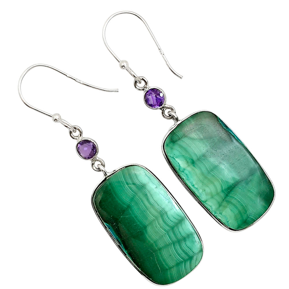Malachite Eye and Amethyst Earrings E-1002 SDE90997-0