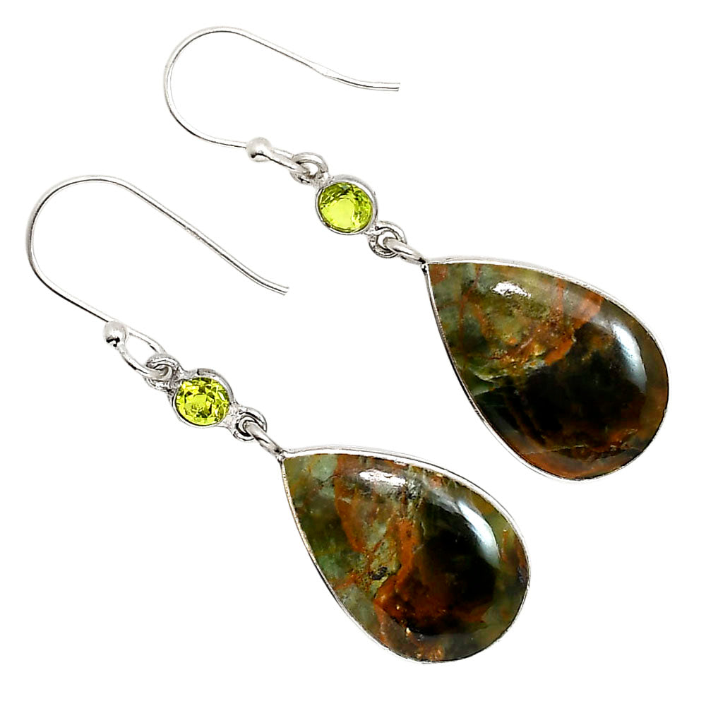 Turkish Rainforest Chrysocolla and Peridot Earrings E-1002 SDE91745-0