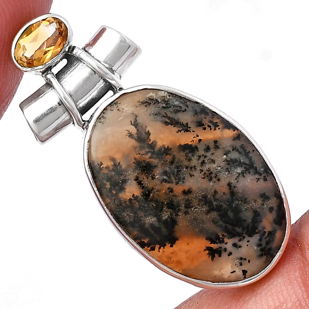 Russian Honey Dendrite Opal & Citrine Pendant P-1159 SDP142808-0