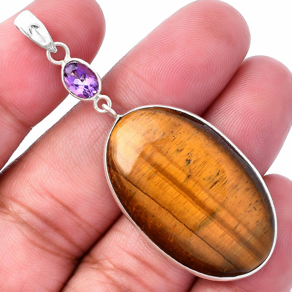 Natural Tiger Eye - Africa & Amethyst Pendant P-1098 SDP145302-0