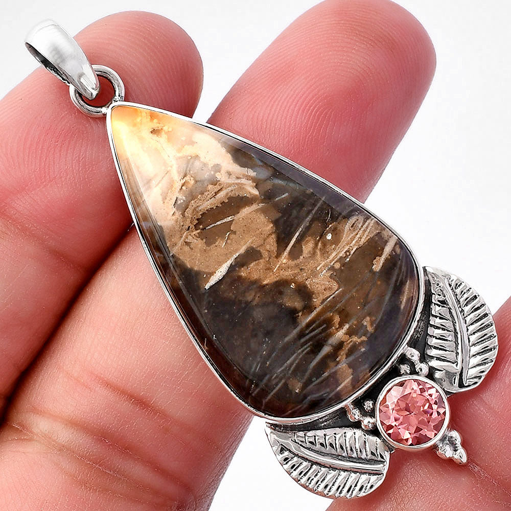 Natural Bat Cave Jasper & Morganite Pendant P-1127 SDP145945-0