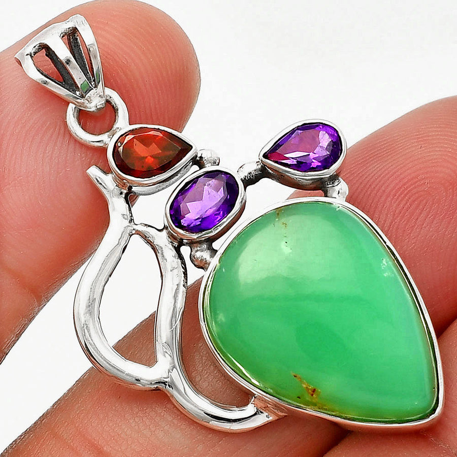 Chrysoprase, Amethyst & Garnet Pendant P-1290 SDP147335