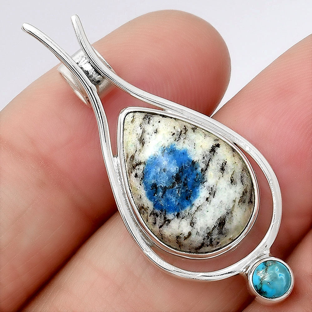 K2 Blue Azurite In Quartz & Turquoise Pendant P-1671 SDP154270-0