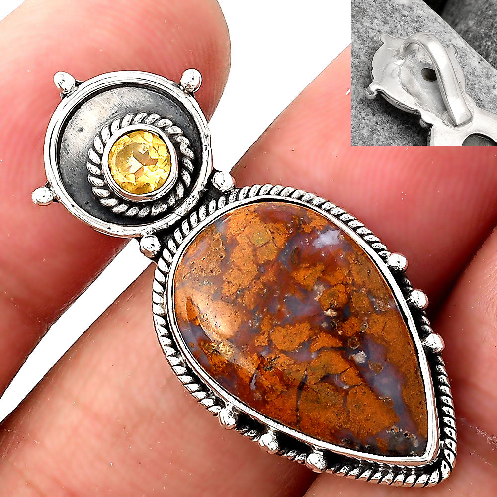 Natural Red Moss Agate and Citrine Pendant P-1438 SDP155125-0