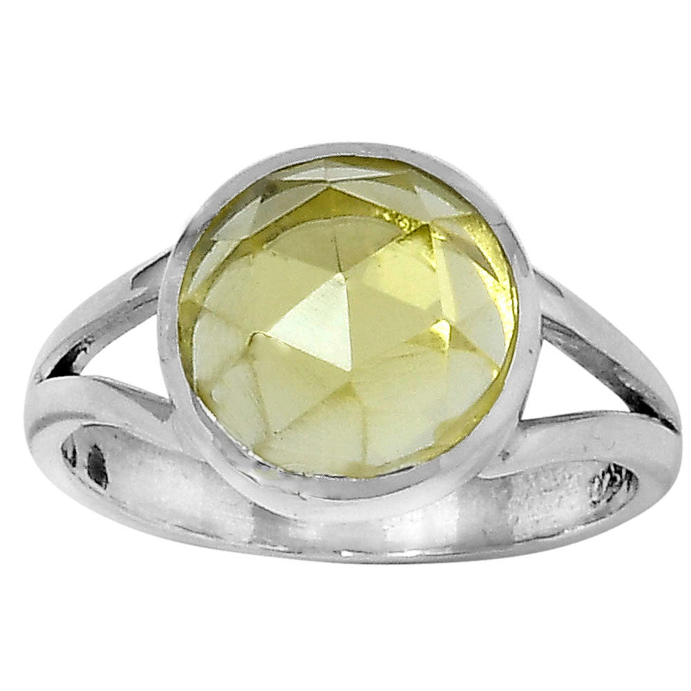 Faceted Natural Lemon Quartz Ring size-8 R-1005 SDR153437-0