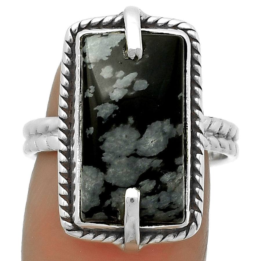 Natural Snow Flake Obsidian Ring size-8 R-1635 SDR172261