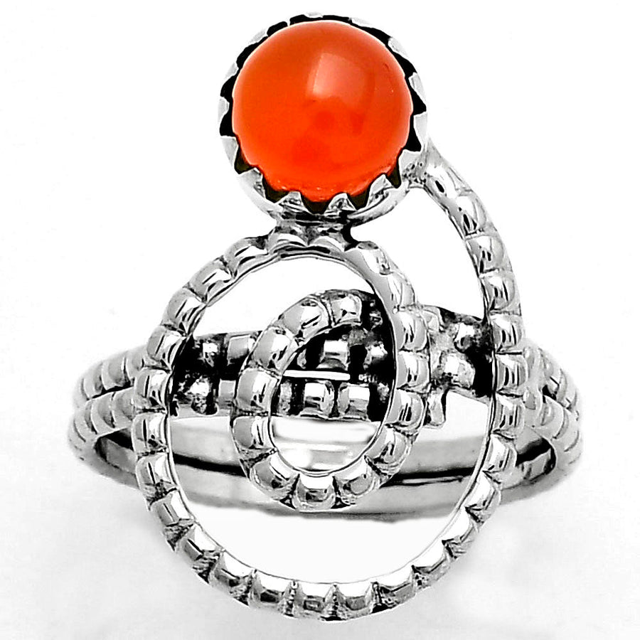 Spiral - Natural Carnelian Ring size-9 R-1456 SDR172600