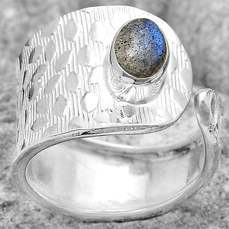Adjustable Natural Blue Labradorite Ring size-7 R-1319 SDR187158