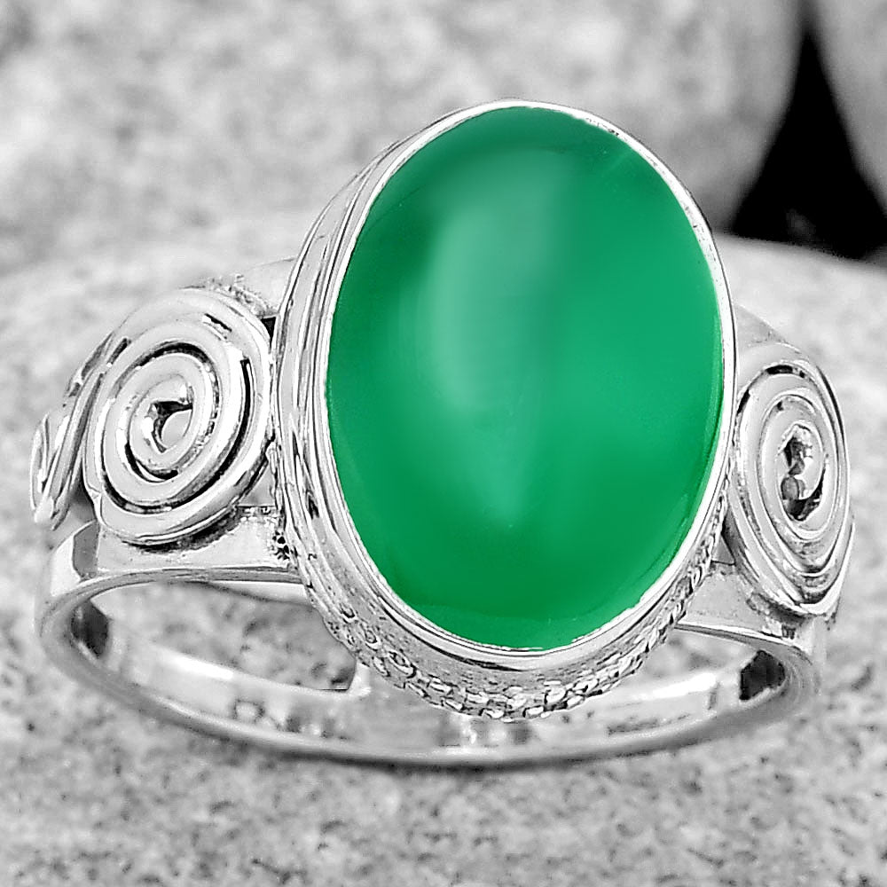 Natural Green Onyx Ring size-7.5 R-1315 SDR187617-0
