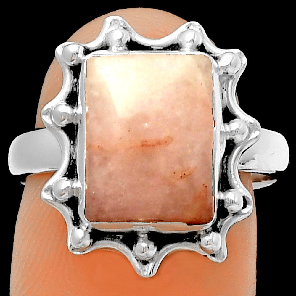 Natural Pink Scolecite Ring size-7.5 R-1189 SDR189930-0