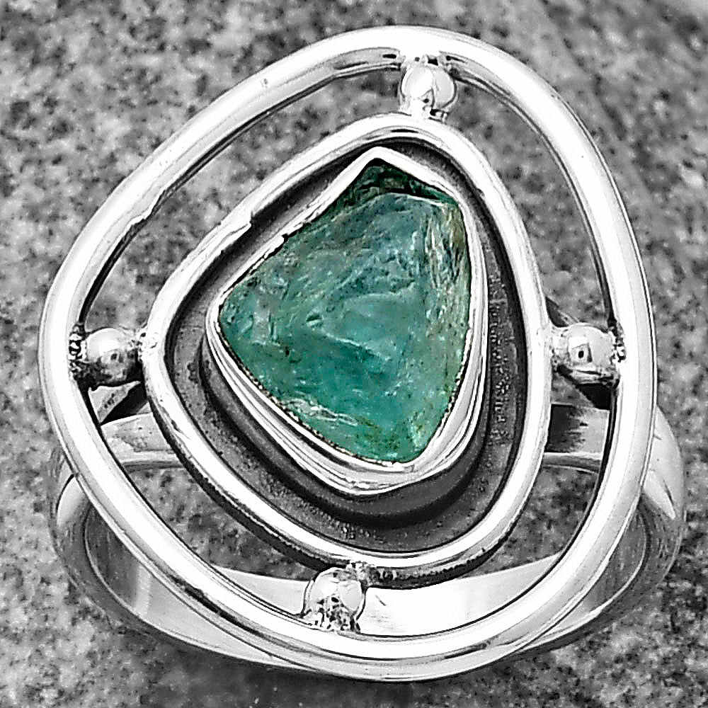 Aqua Apatite Rough - Madagascar Ring size-6.5 R-1446 SDR204921-0