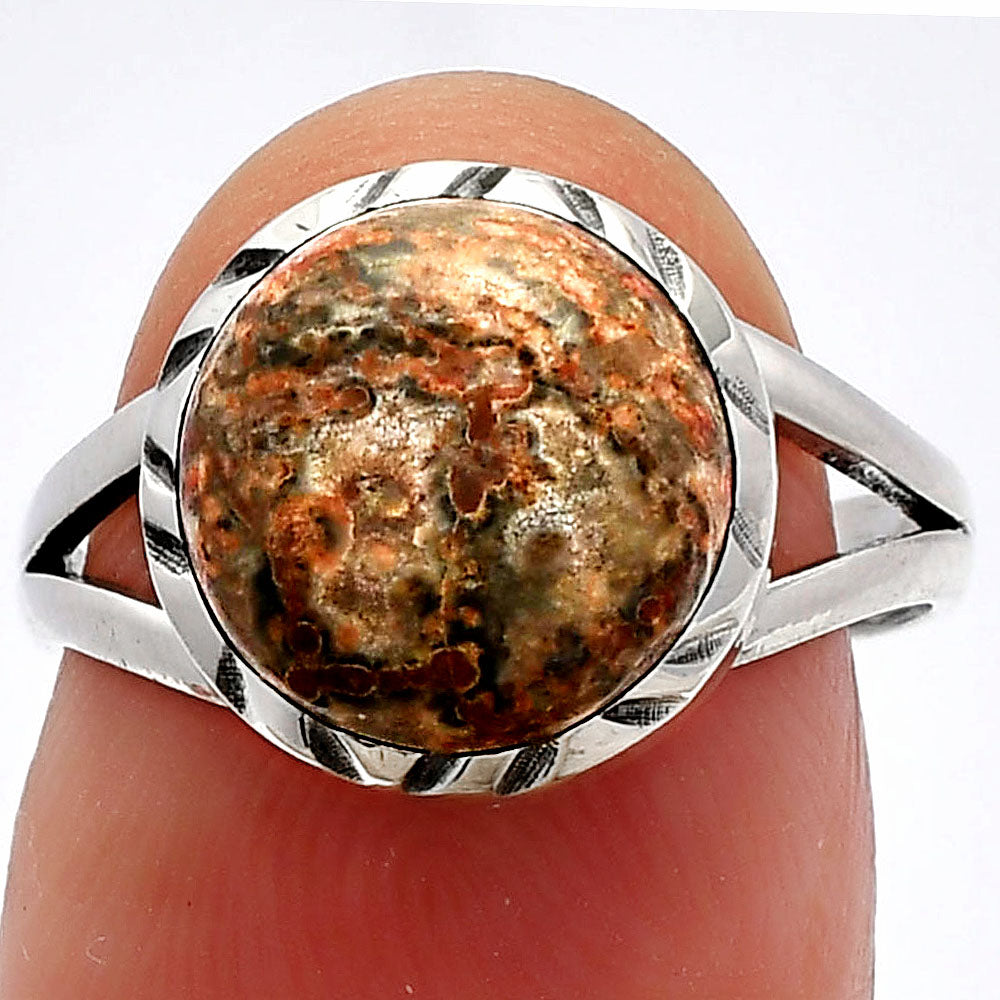 Natural Leopard Skin Jasper Ring size-7 R-1074 SDR230702-0