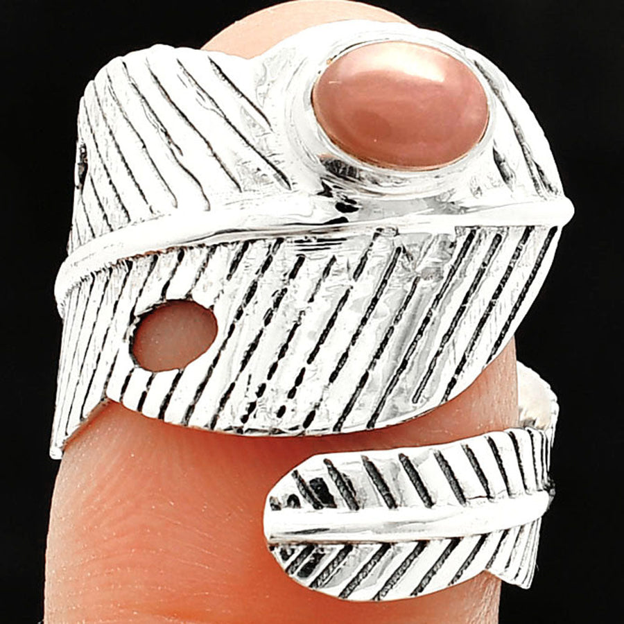 Adjustable Feather - Guava Quartz Ring size-8 R-1473 SDR237077