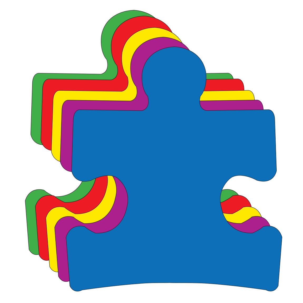 SHAPES ETC. Puzzle Piece Small Assorted Color Cut-Outs - 3"-0
