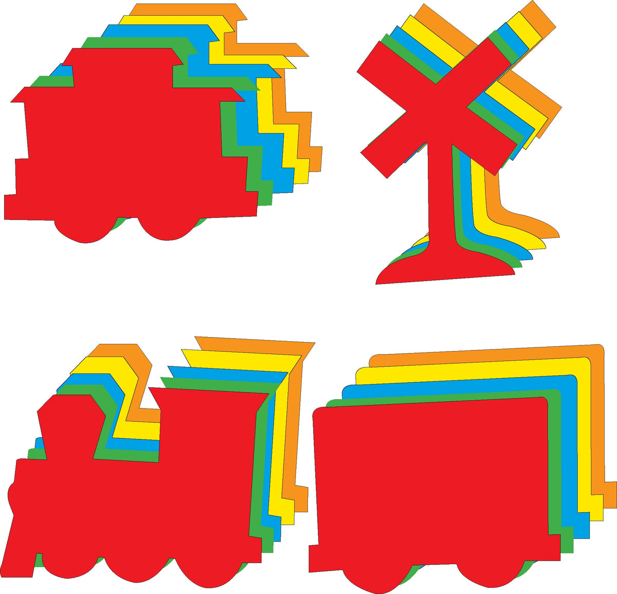 SHAPES ETC.  Large Cut-Out Set - Assorted Color Train-0