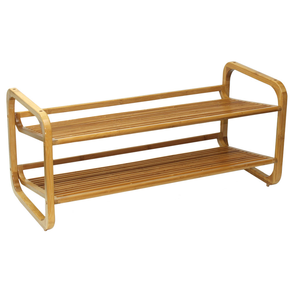 Oceanstar SR1224 2 Tier Bamboo Shoe Rack-0