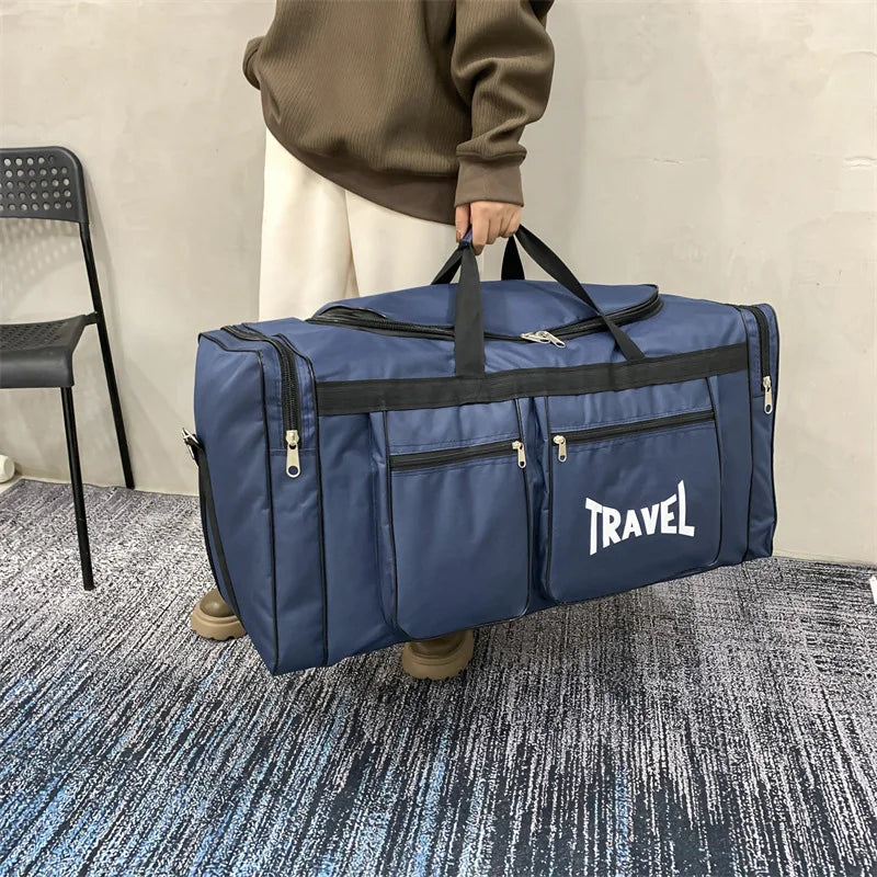 80L Foldable Waterproof Travel Duffel Bag Deep Blue-2