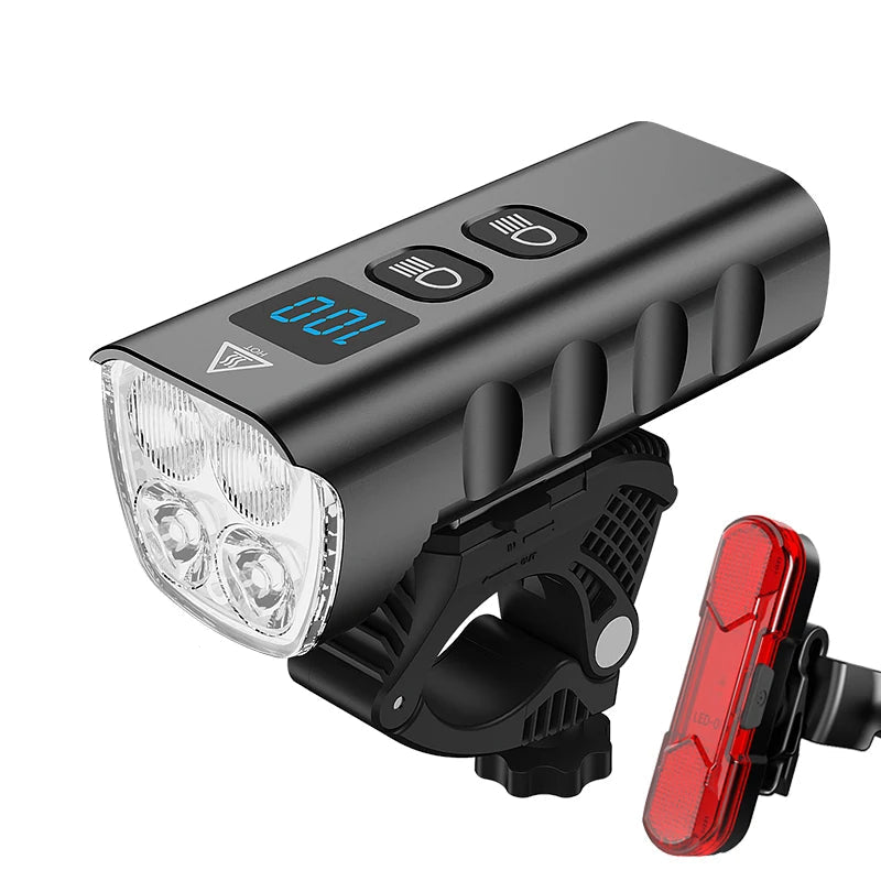 6400mAh Bike Front Light 2400LM LED Headlight Black